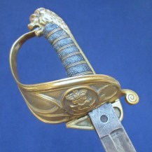 British Victorian 1846 Pattern Naval Warrant Officers Sword, Rare Black Grip with Lion Pommel 1